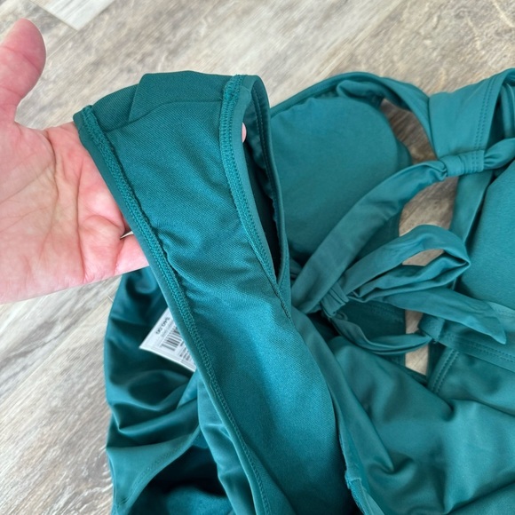 NWT! Shade & Shore One Shoulder Plunge Cut Out One Piece Swimsuit - Green - Picture 10 of 14
